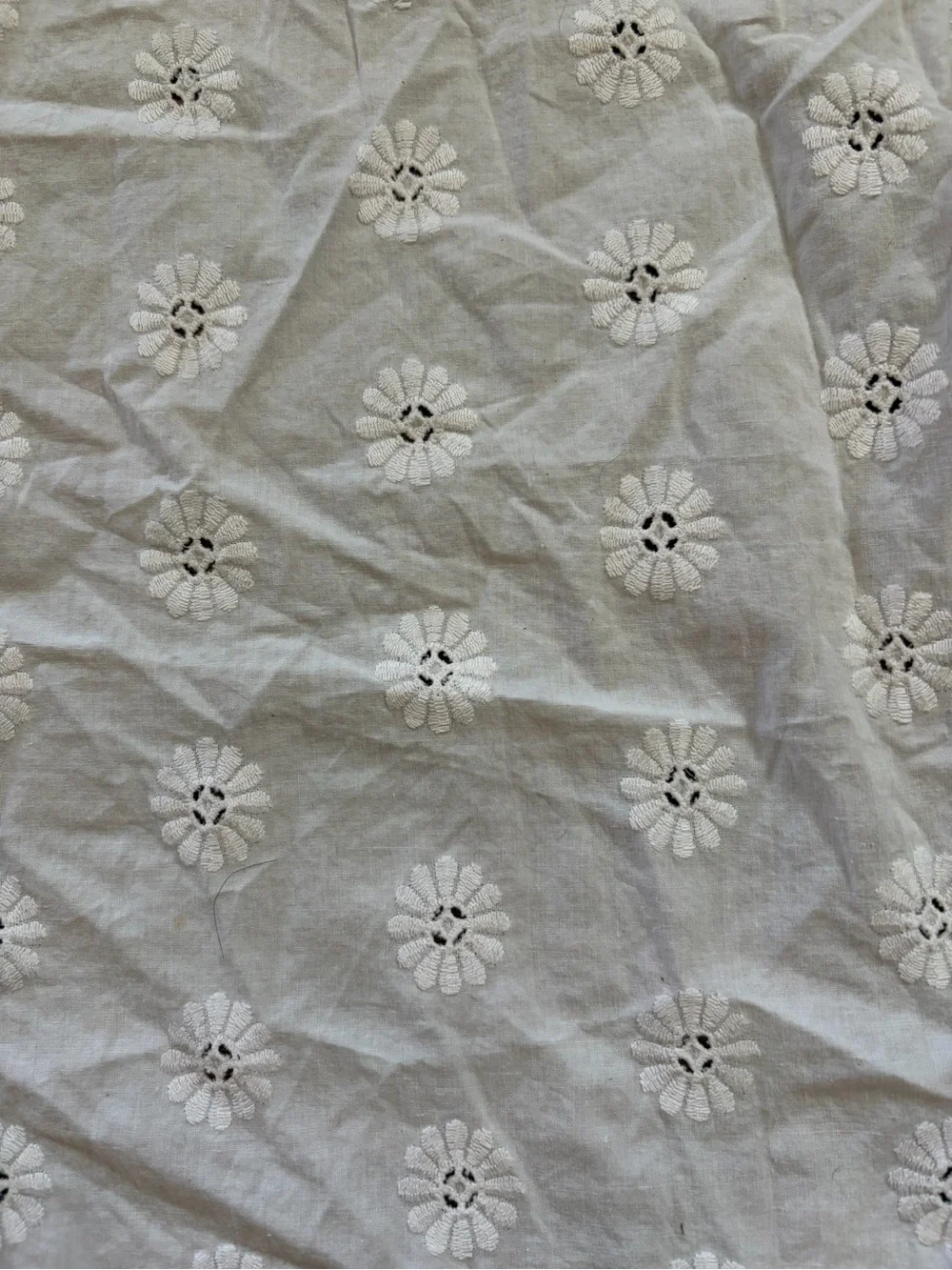 White Embroidered Lace Table Runner Cottagecore